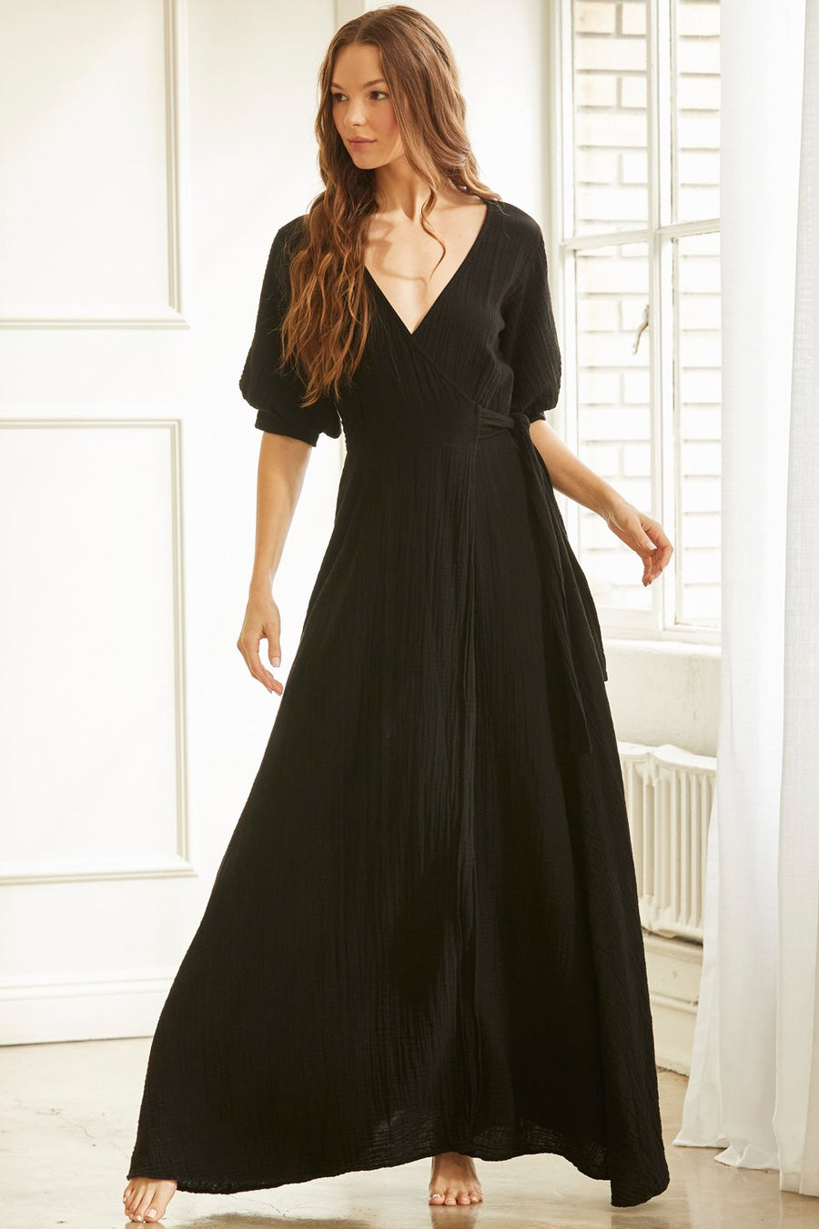 Condesa Wrap Maxi Dress - Black