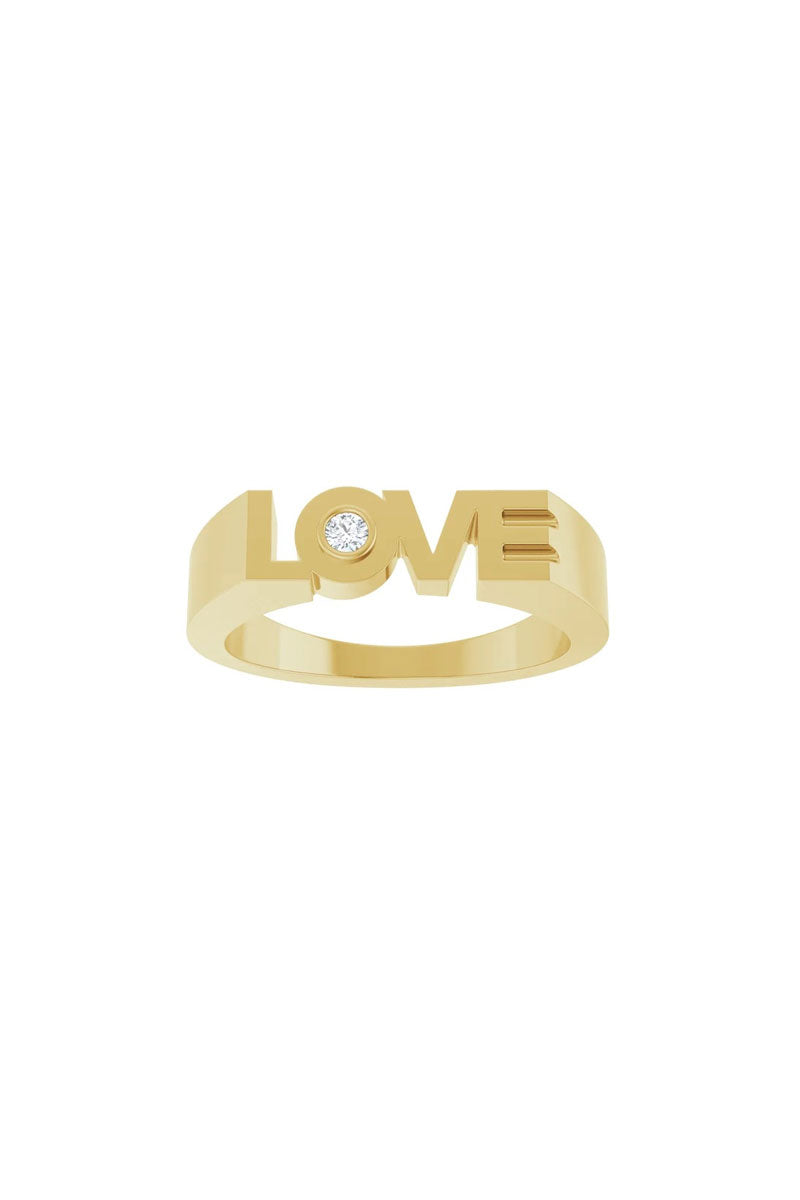 Diamond Love Ring - 14k Yellow Gold