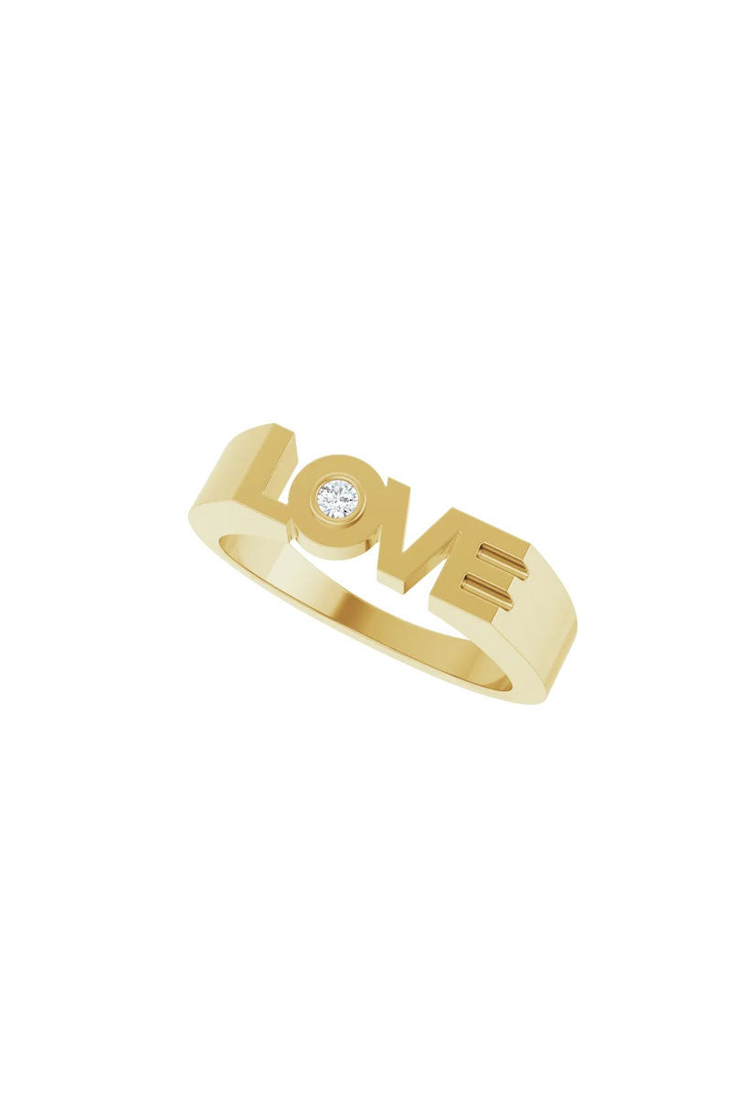 Diamond Love Ring - 14k Yellow Gold