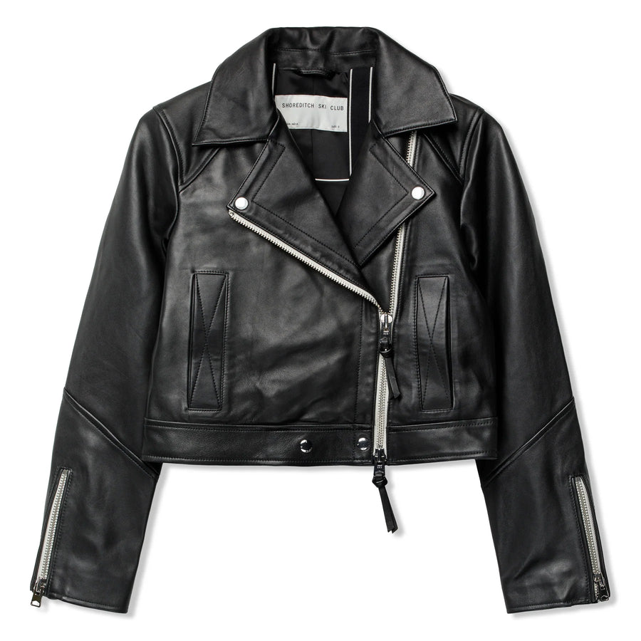 Vyner Leather Biker Jacket - Black
