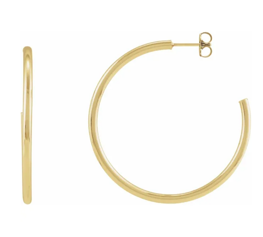 25mm Tube Hoops - 14k Yellow Gold