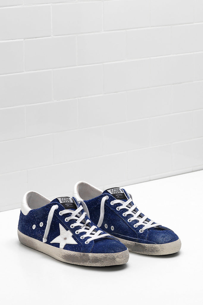 【GOLDEN 】Superstar Blue Tab Silver Star Sneakers Men's Super-Star with suede star and blue heel tab