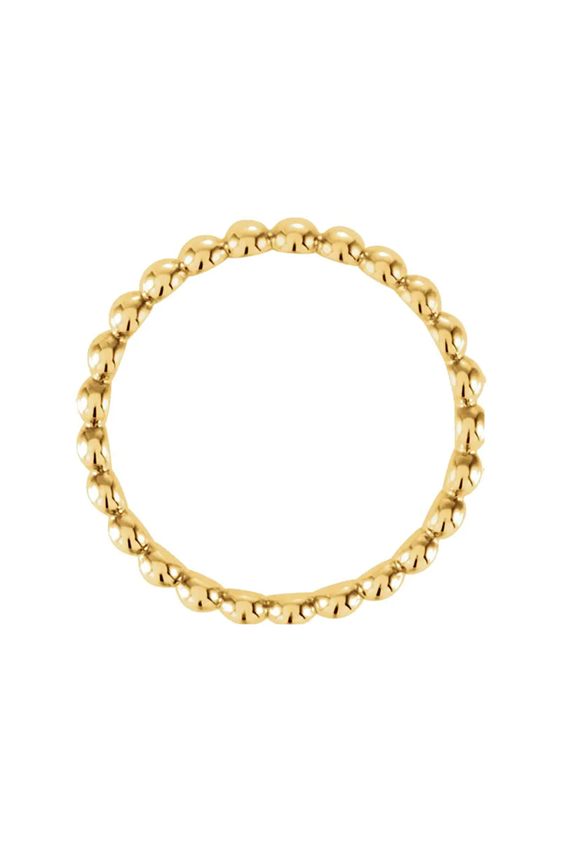 2.5 mm Beaded Stackable Ring - 14k Yellow Gold