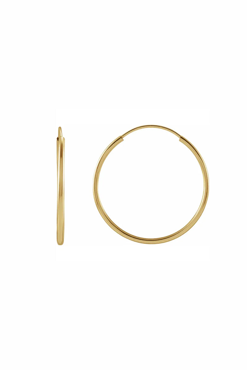 20mm Flexible Endless Hoop Earrings - Yellow Gold