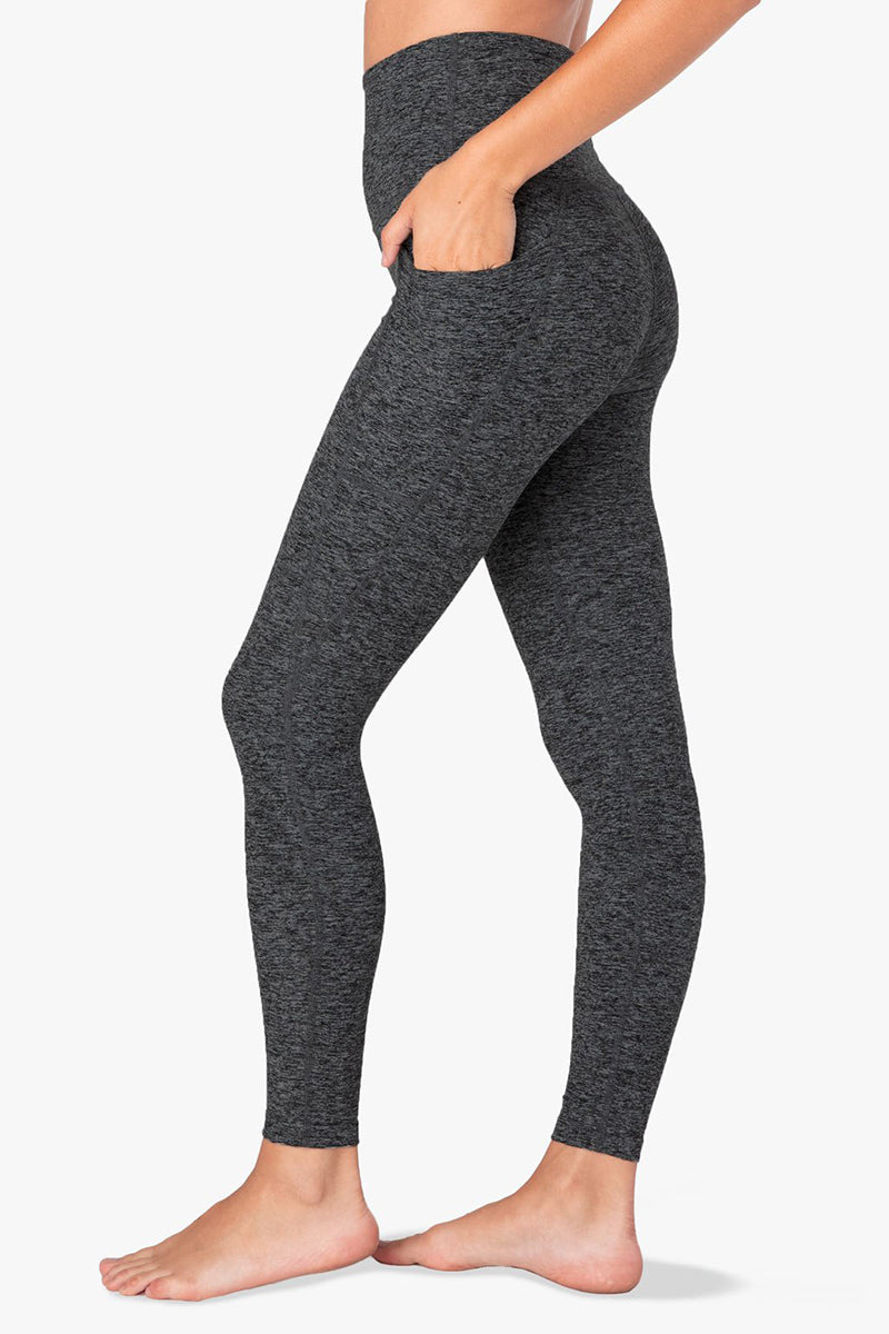 Out of Pocket High Waisted Midi Legging - Black Charcoal