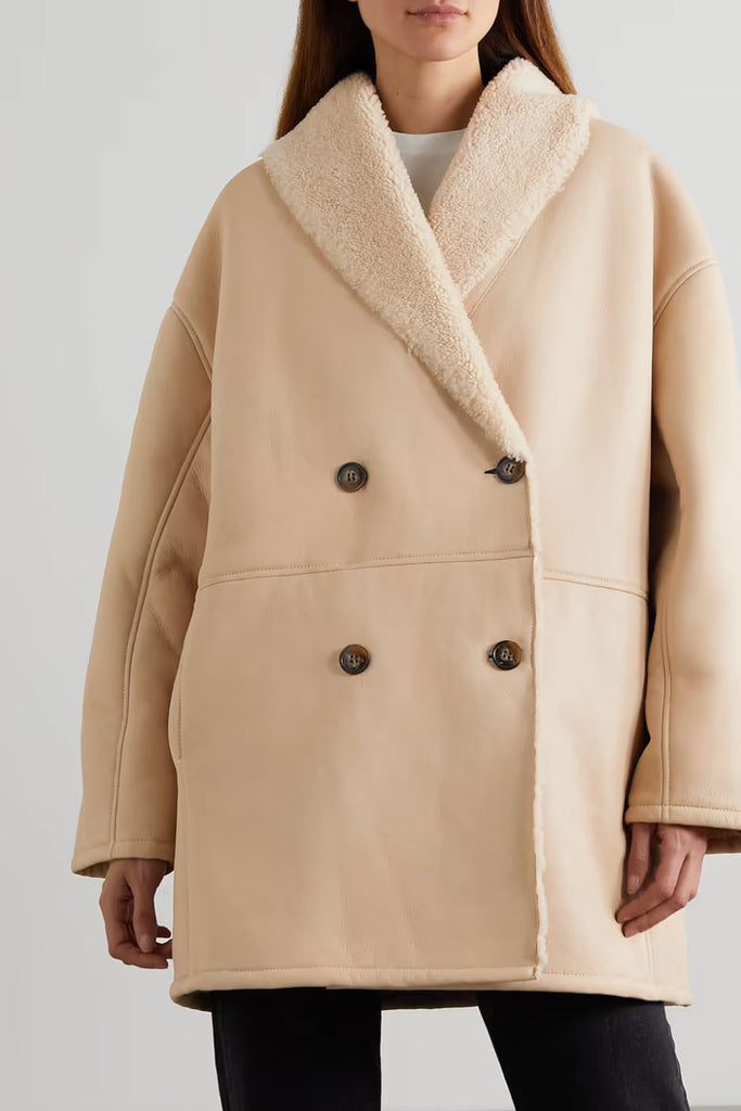 Namo Double Breasted Shearling Coat - Vanilla – Pavilion