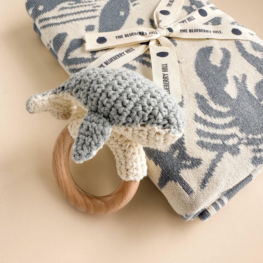 Nautical Blanket Set - Whale Teether Cotton Hat