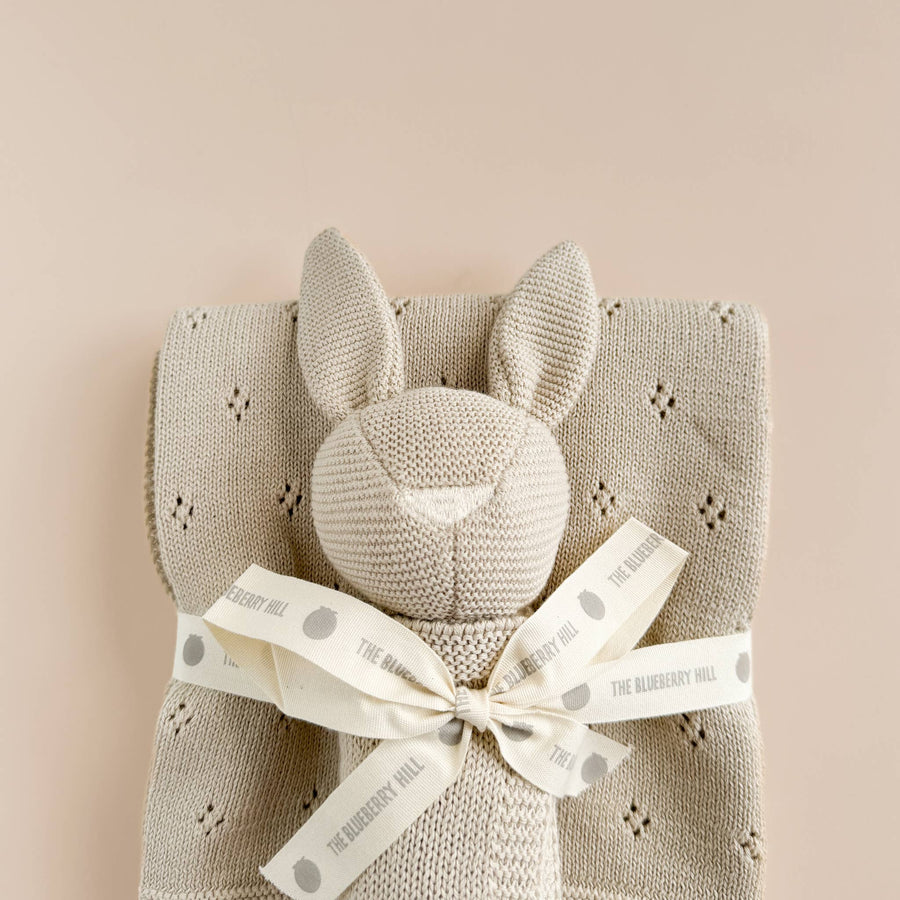 Pique Blanket Bunny Lovey Set - Birch