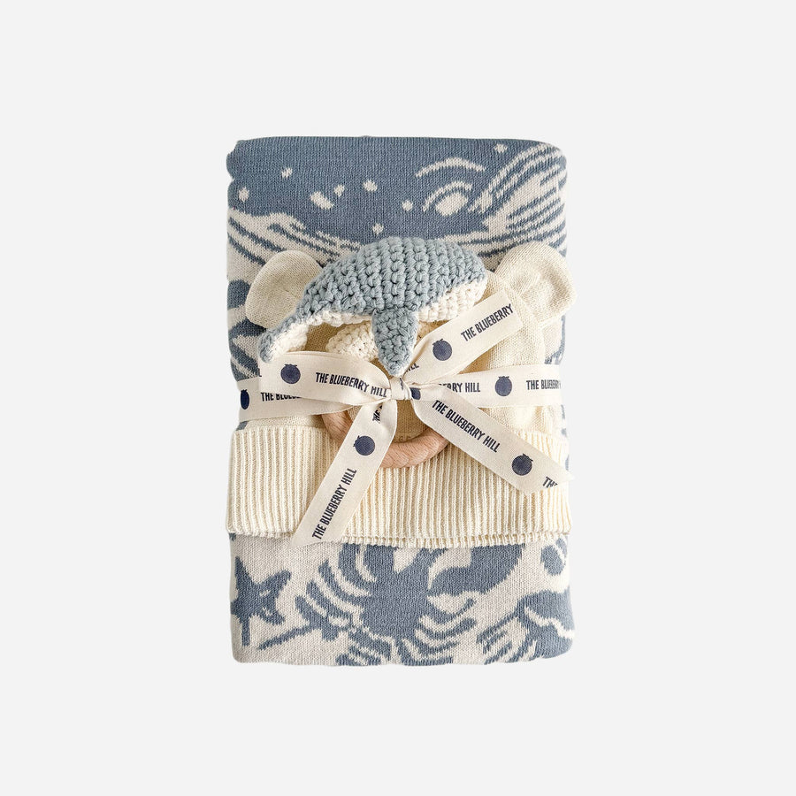 Nautical Blanket Set - Whale Teether Cotton Hat