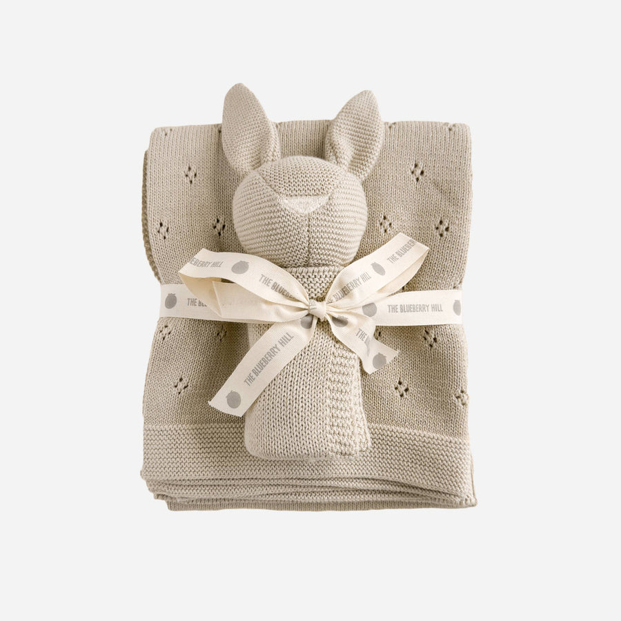 Pique Blanket Bunny Lovey Set - Birch