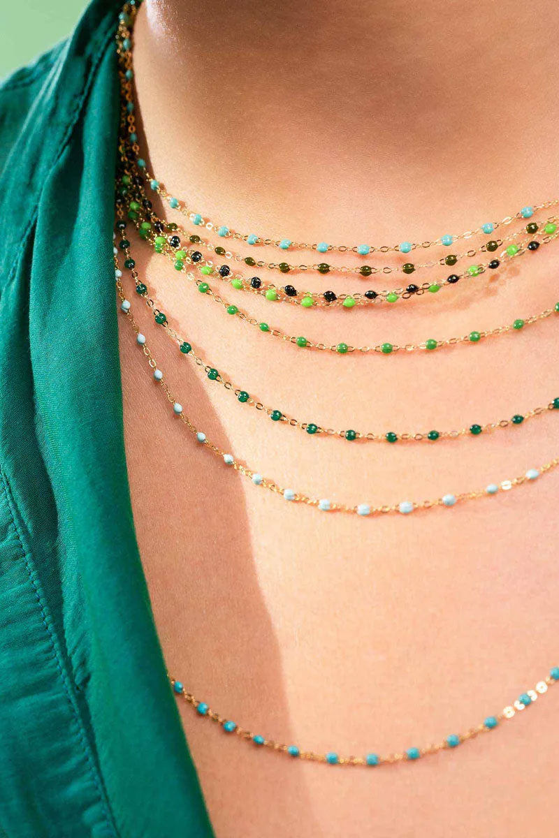 Classic Gigi Necklace - Turquoise Green 18k Yellow Gold