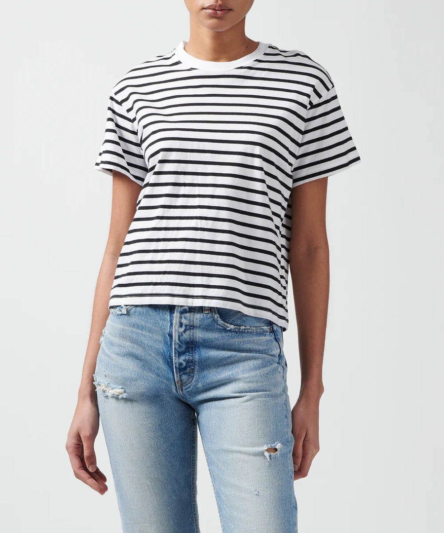 Classic Jersey S/S Stripe Boy Tee - Black/White Stripe