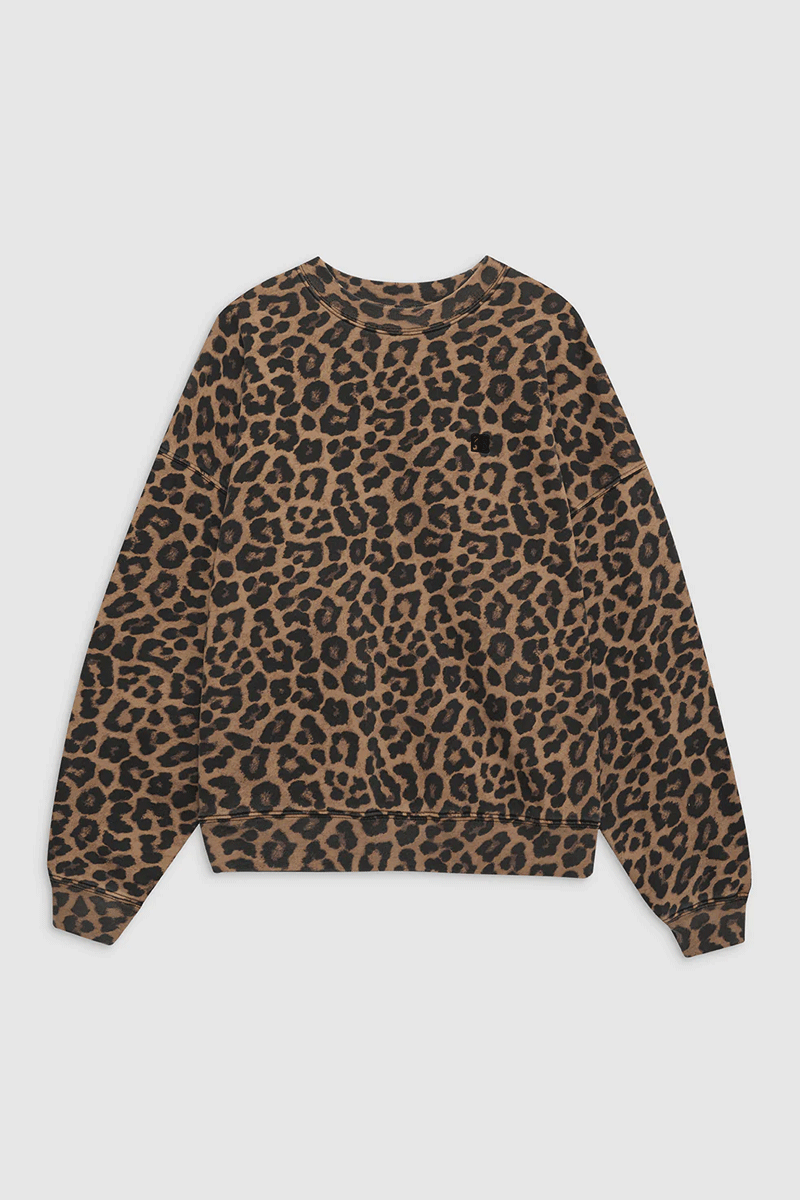 Miles Sweatshirt - Black and Brown Leopard