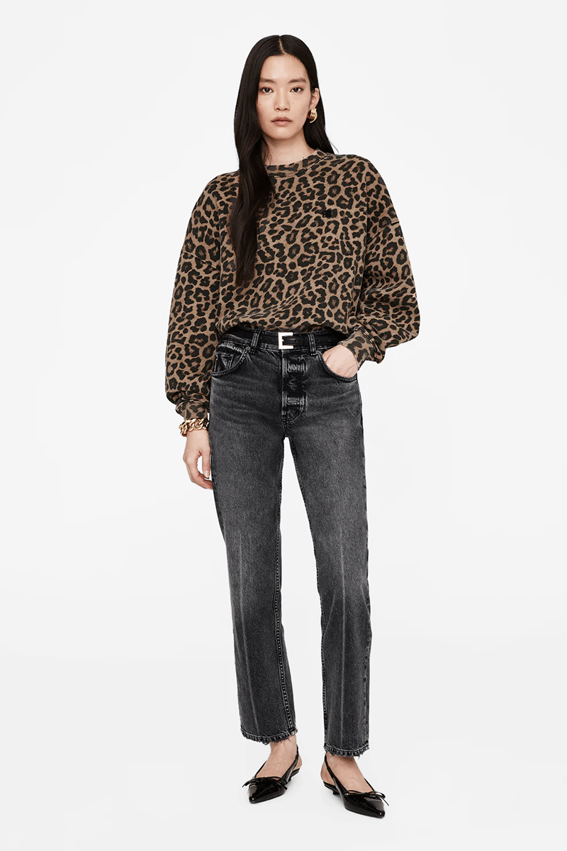 Miles Sweatshirt - Black and Brown Leopard