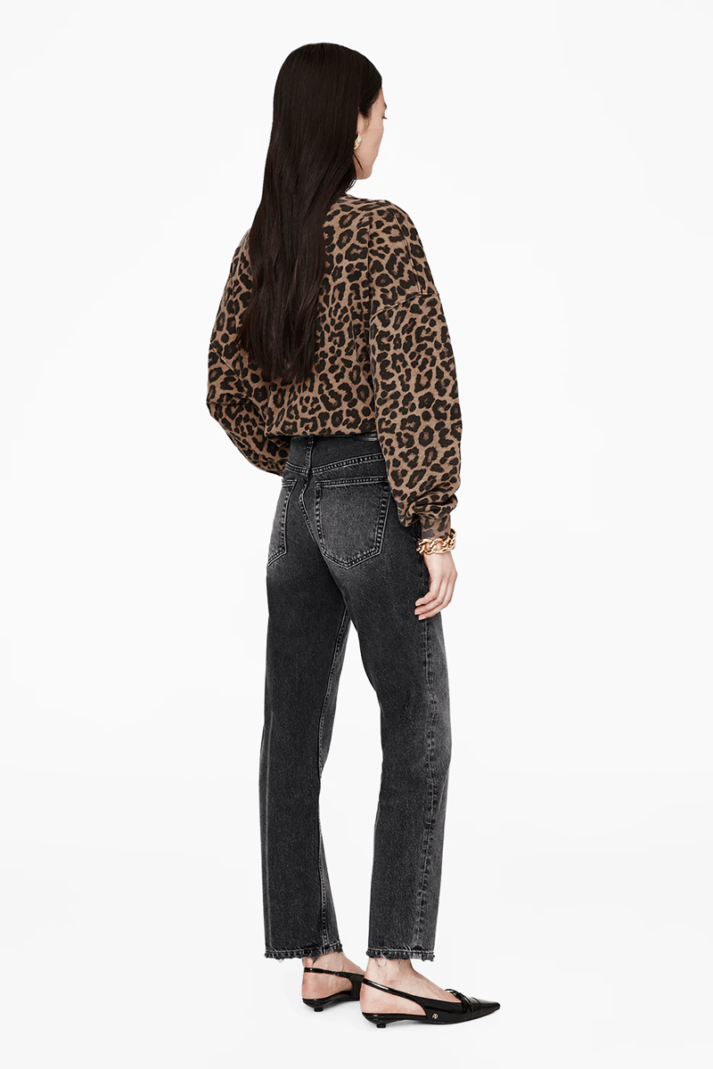 Miles Sweatshirt - Black and Brown Leopard