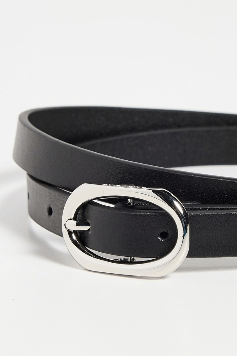 Mini Signature Link Belt - Black w/ Silver