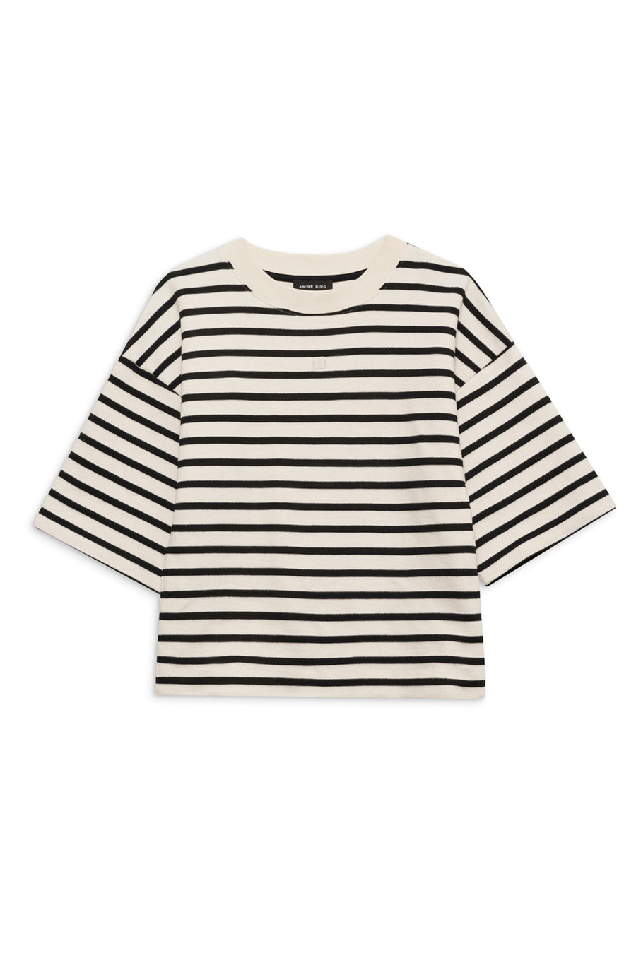 Myers Cropped Tee - Black Stripe French Terry