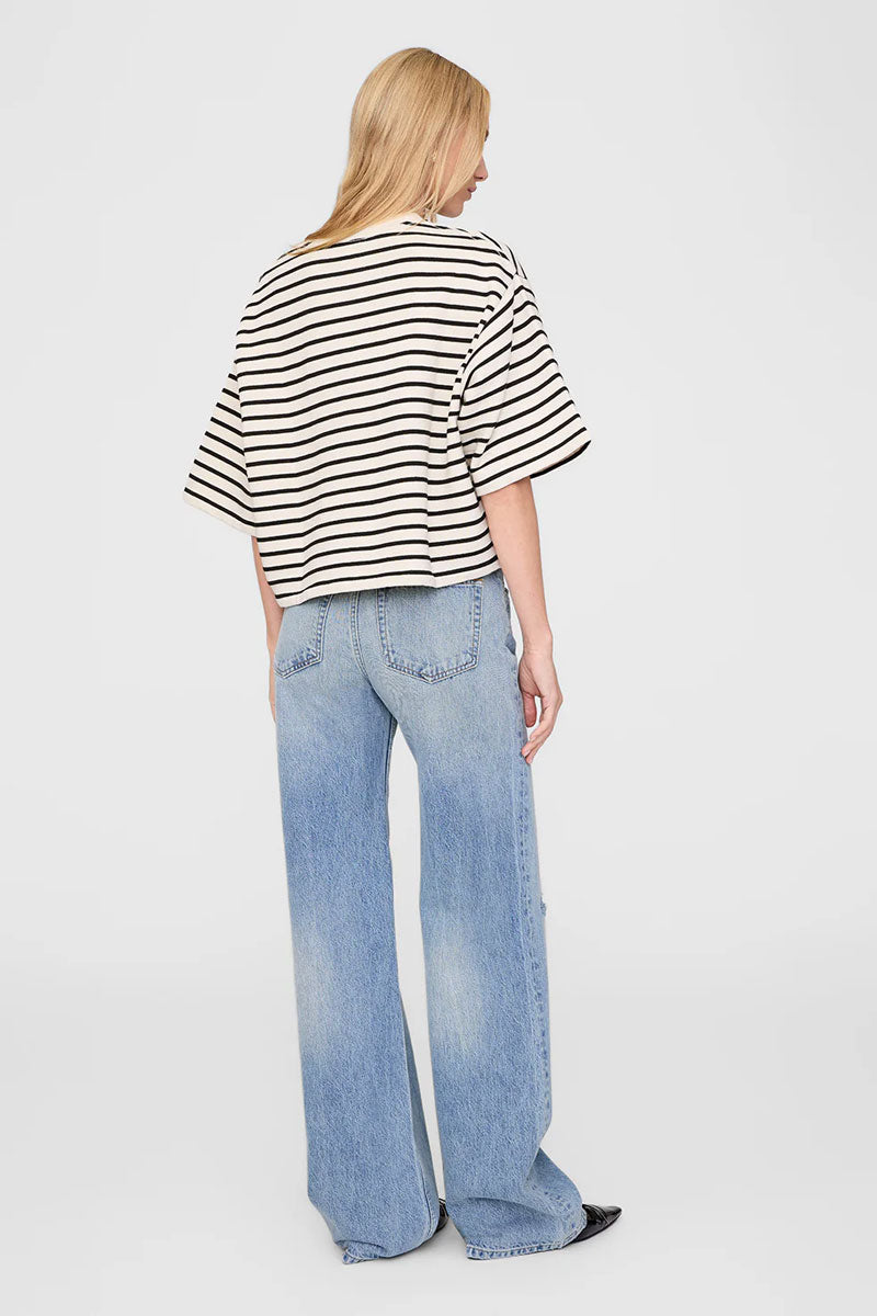 Myers Cropped Tee - Black Stripe French Terry