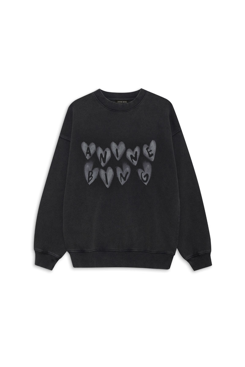 Spencer Sweatshirt Hearts - Washed Black