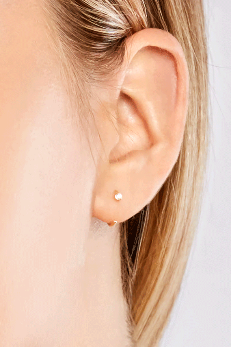 Diamond Dust Huggies - Diamonds 14k Yellow Gold