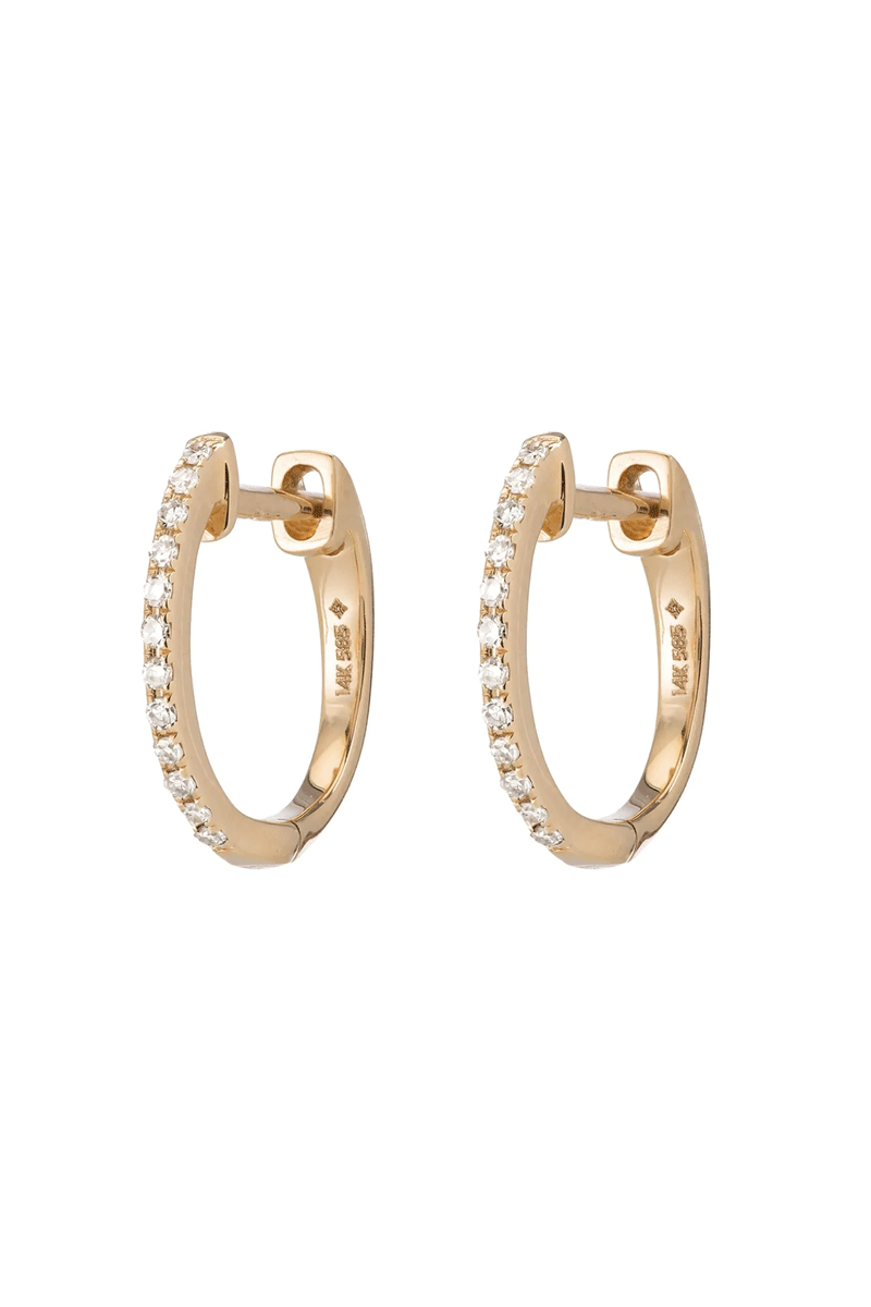 Diamond Pave Huggies - Diamonds 14k Yellow Gold