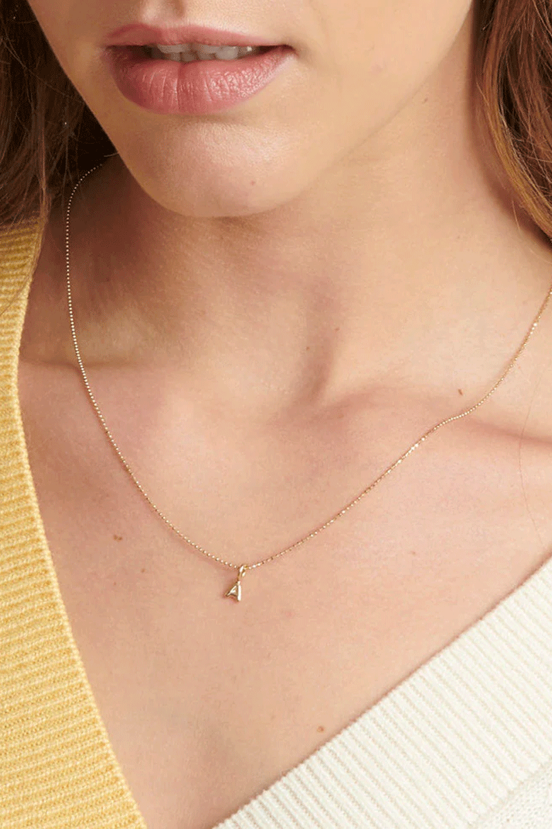 Mini Helium Initial Charm - 14k Yellow Gold