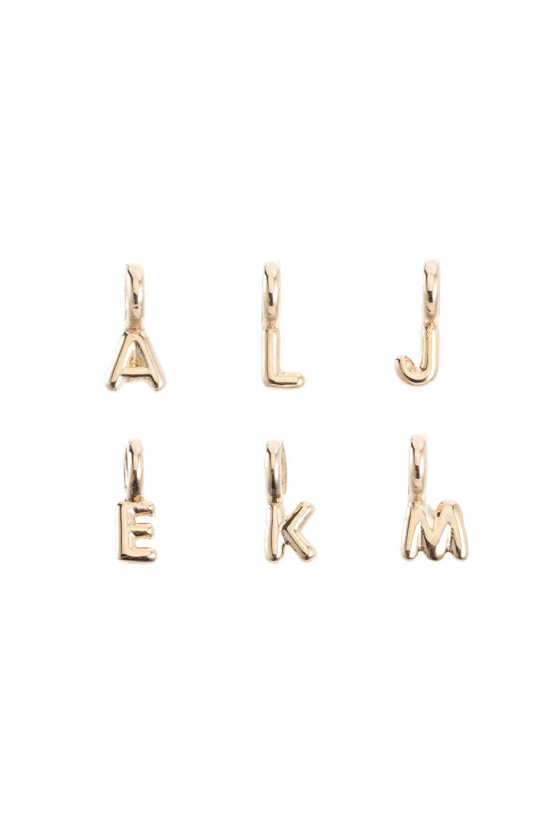 Mini Helium Initial Charm - 14k Yellow Gold