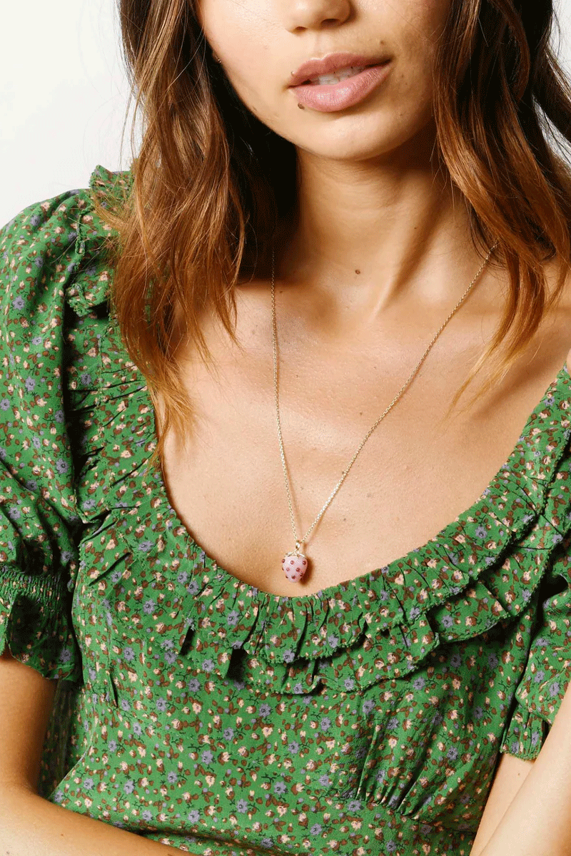 Strawberry Pendant Charm - Opal