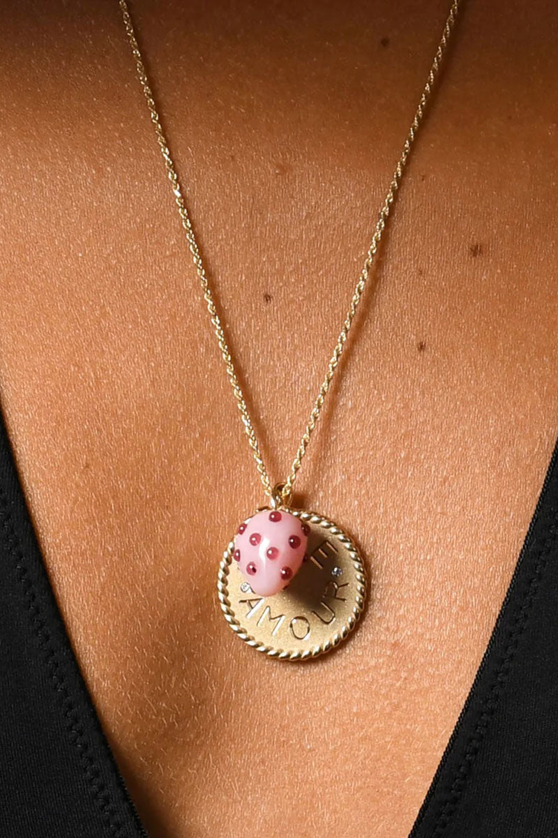 Strawberry Pendant Charm - Opal