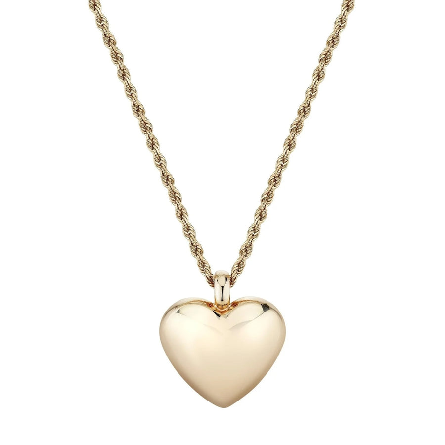 XL Helium Heart Pendant + 2.5mm Twisted Rope Chain - 14k Yellow Gold