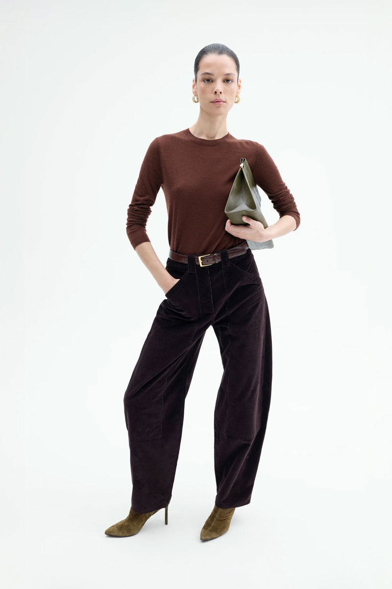 Cotton Corduroy Barrel Patch Pant - Chocolate