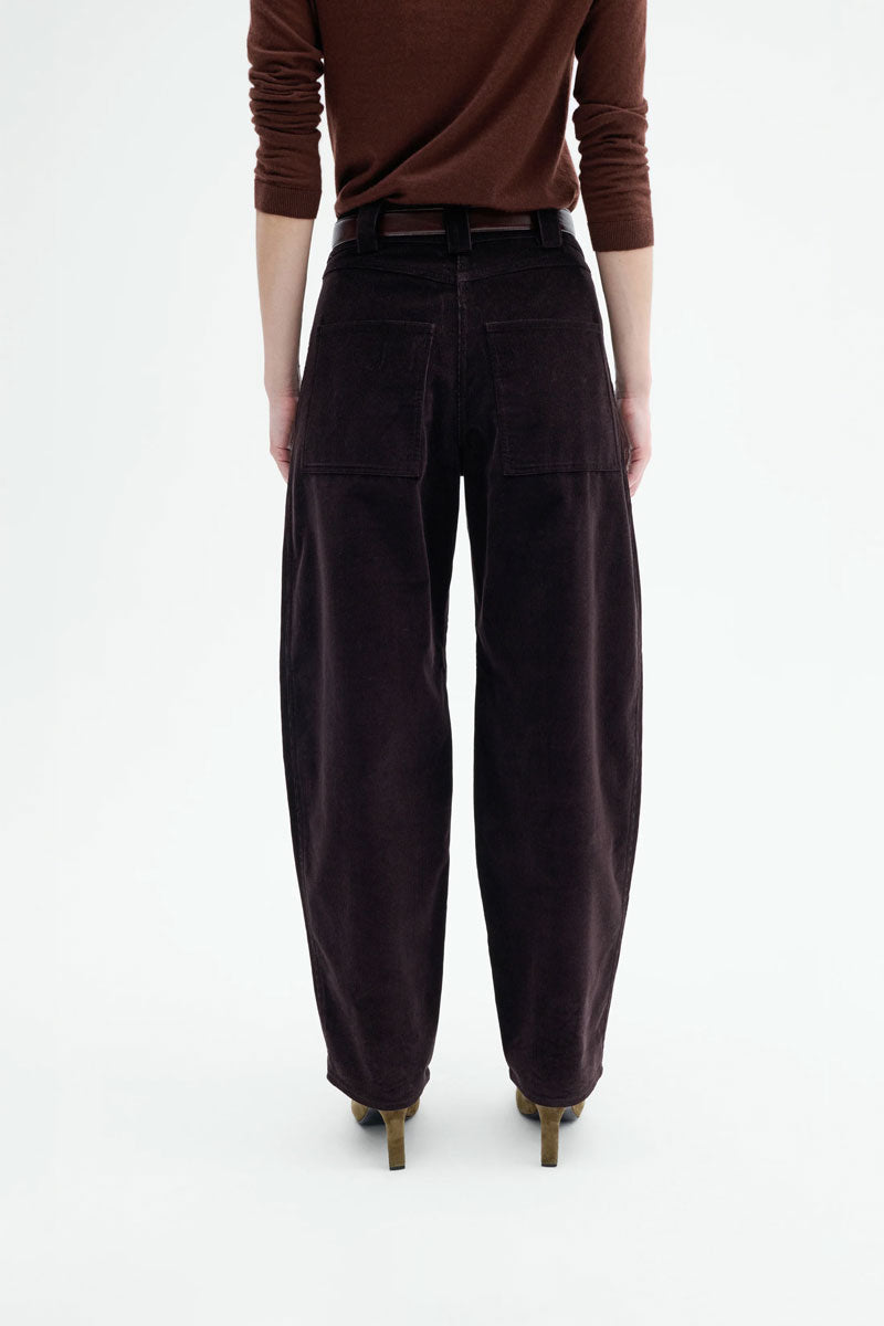 Cotton Corduroy Barrel Patch Pant - Chocolate