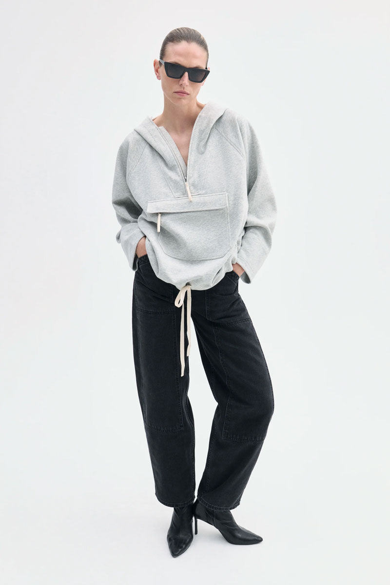 Hooded Pullover in Scuba Jersey - Heathered Grey