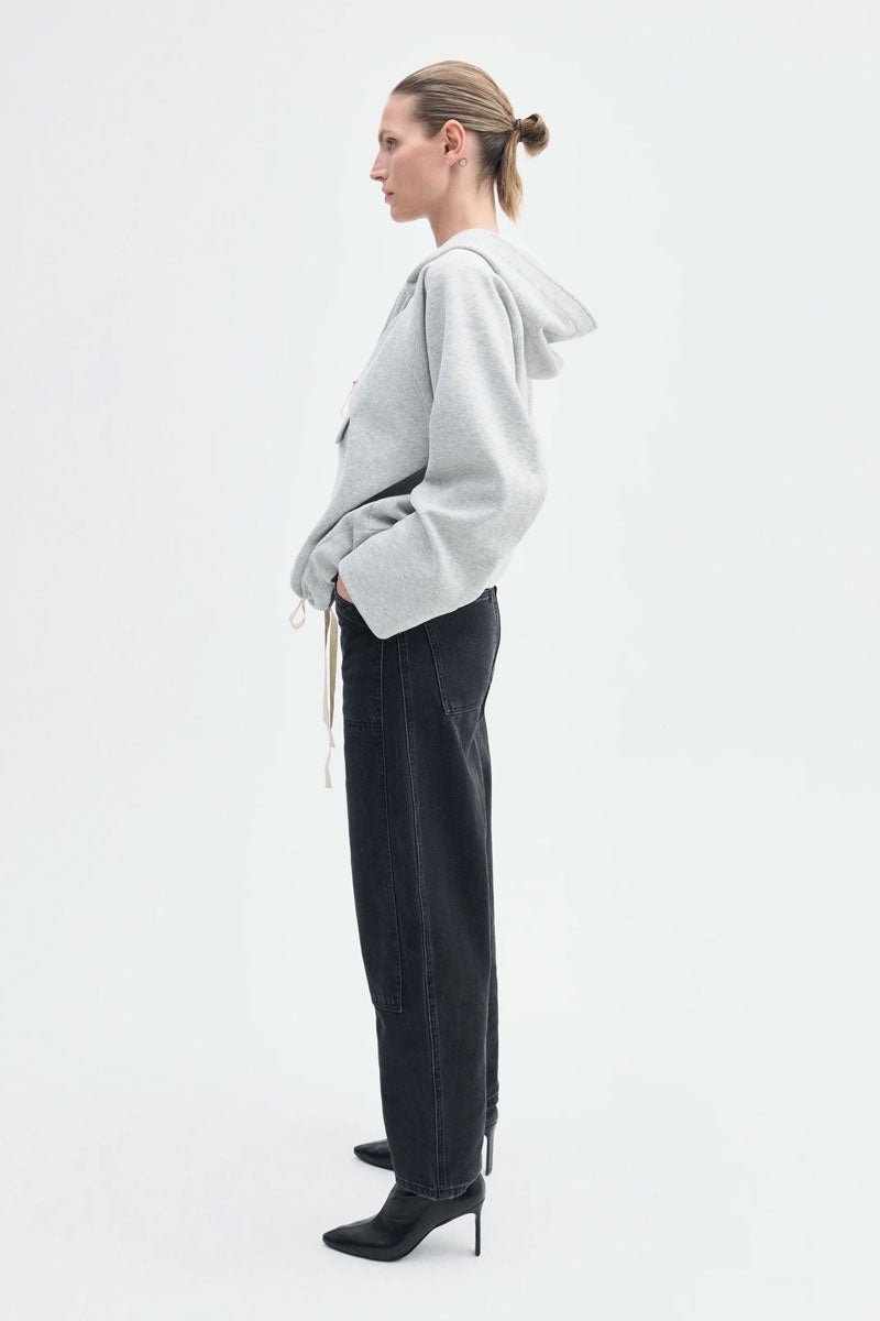 Hooded Pullover in Scuba Jersey - Heathered Grey