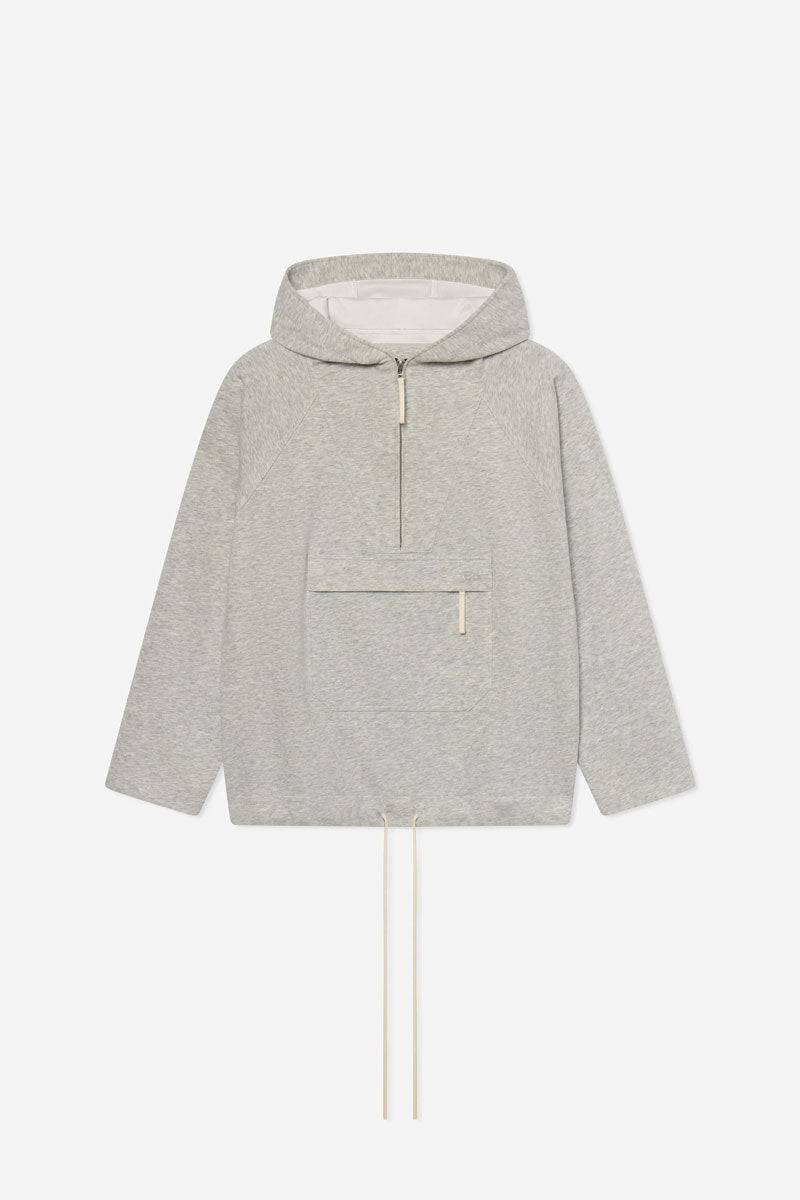 Hooded Pullover in Scuba Jersey - Heathered Grey