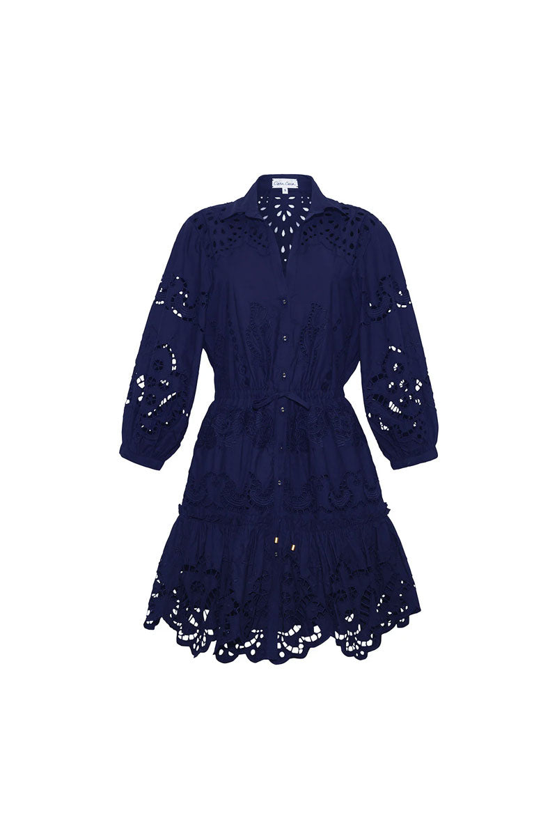 Robin Dress - Navy Eyelet