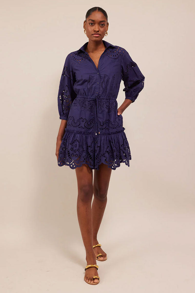 Robin Dress - Navy Eyelet