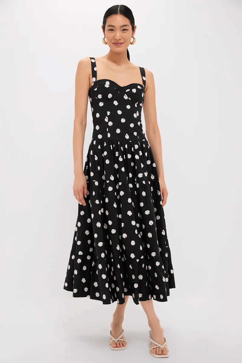 Santiago Midi Dress - Spot Black Egret