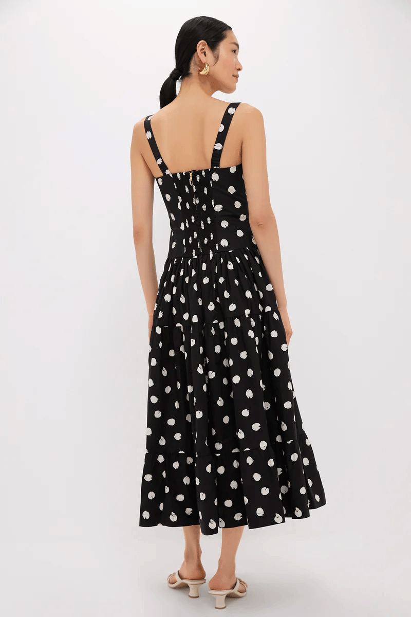 Santiago Midi Dress - Spot Black Egret