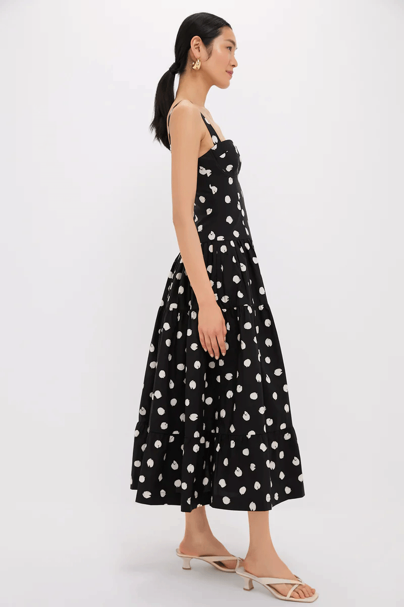 Santiago Midi Dress - Spot Black Egret