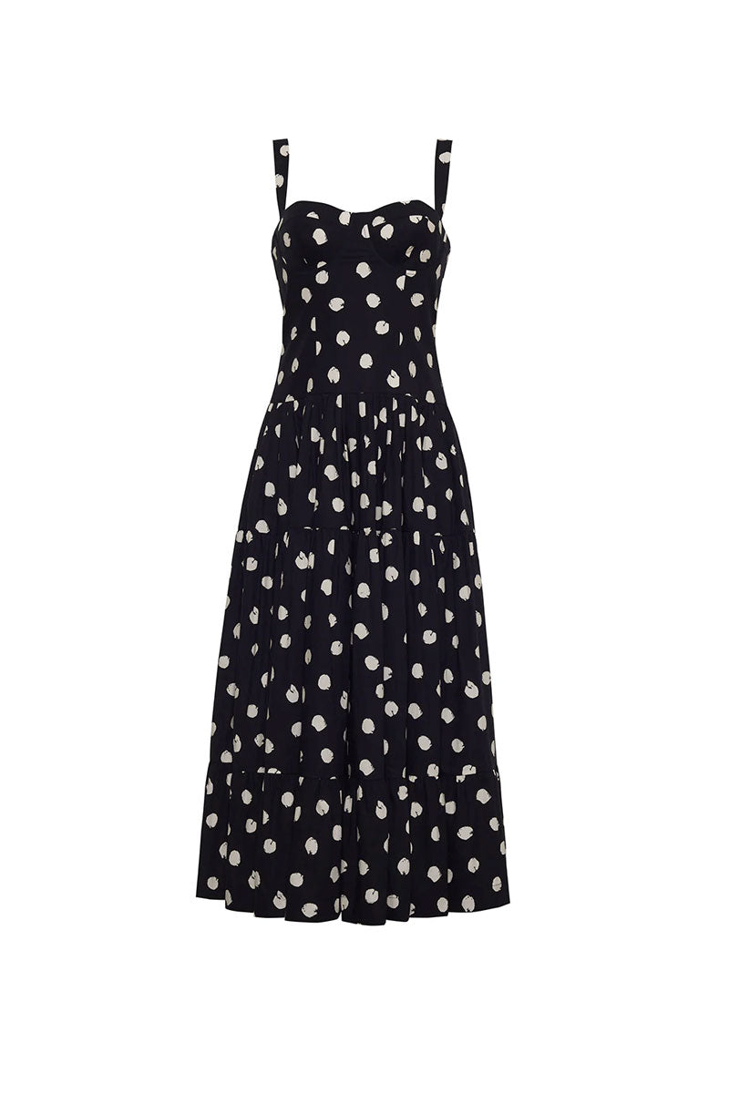 Santiago Midi Dress - Spot Black Egret