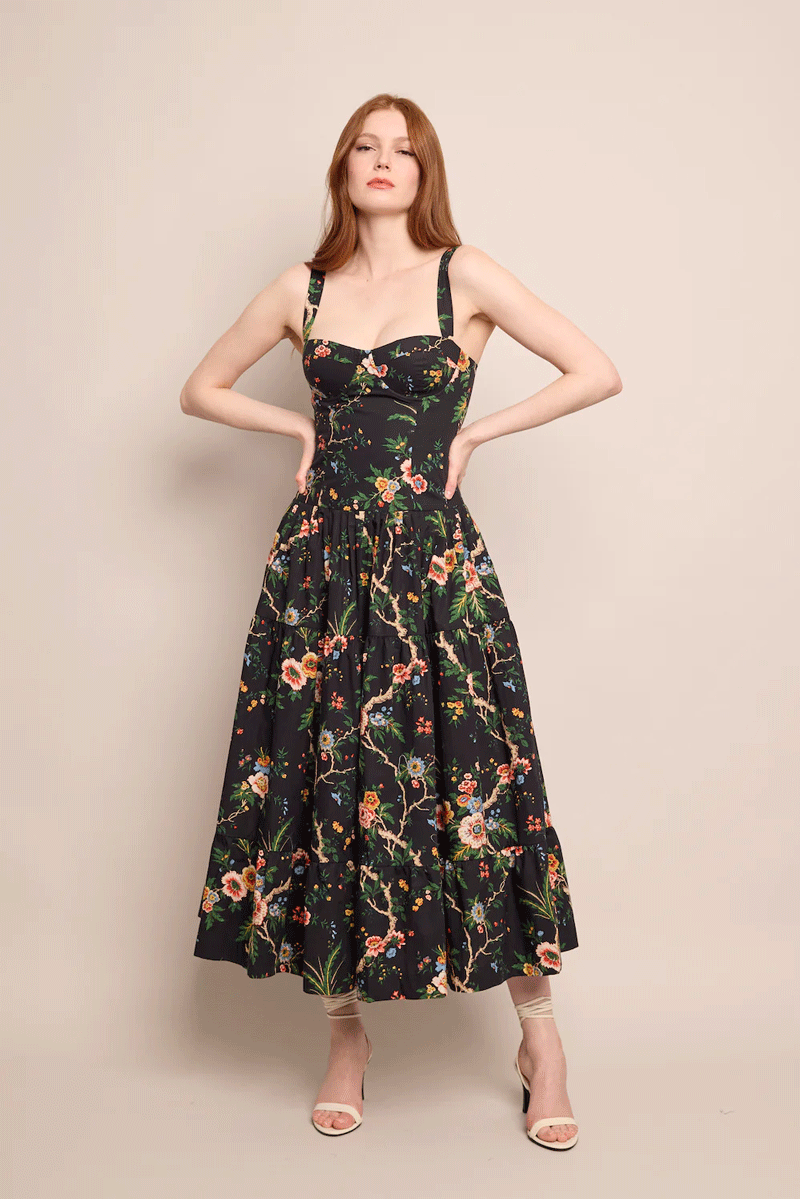 Santiago Midi Dress - Chintz Black