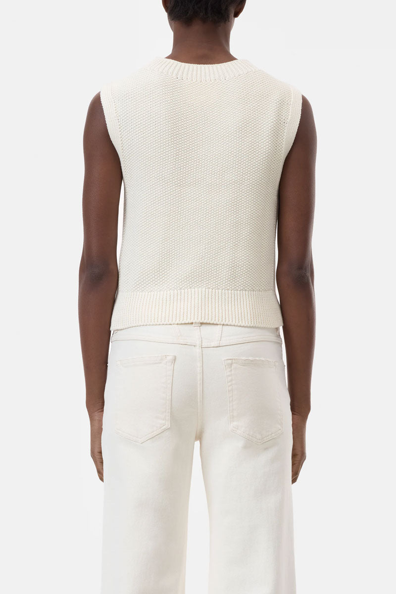 Crew Knitted Neck Top - Ivory Organic Cotton