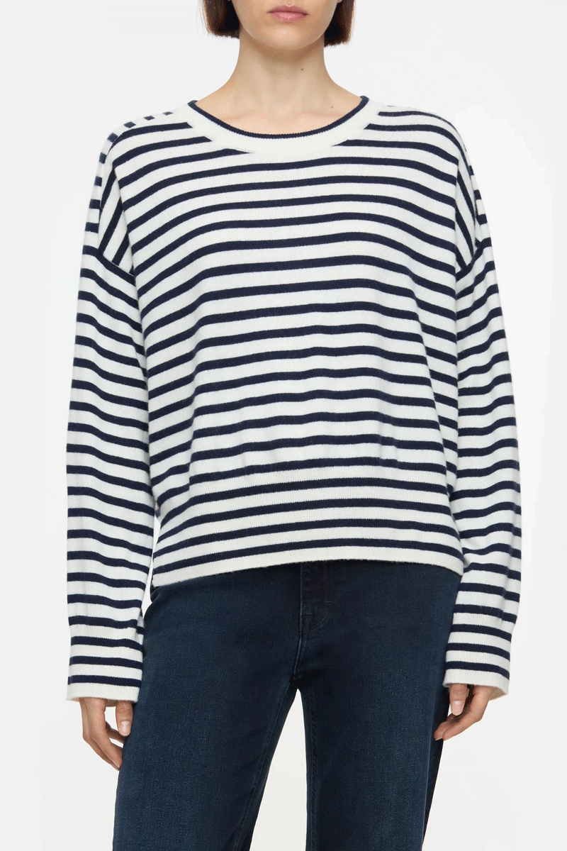 Crew Neck Long Sleeve - Ivory Stripe