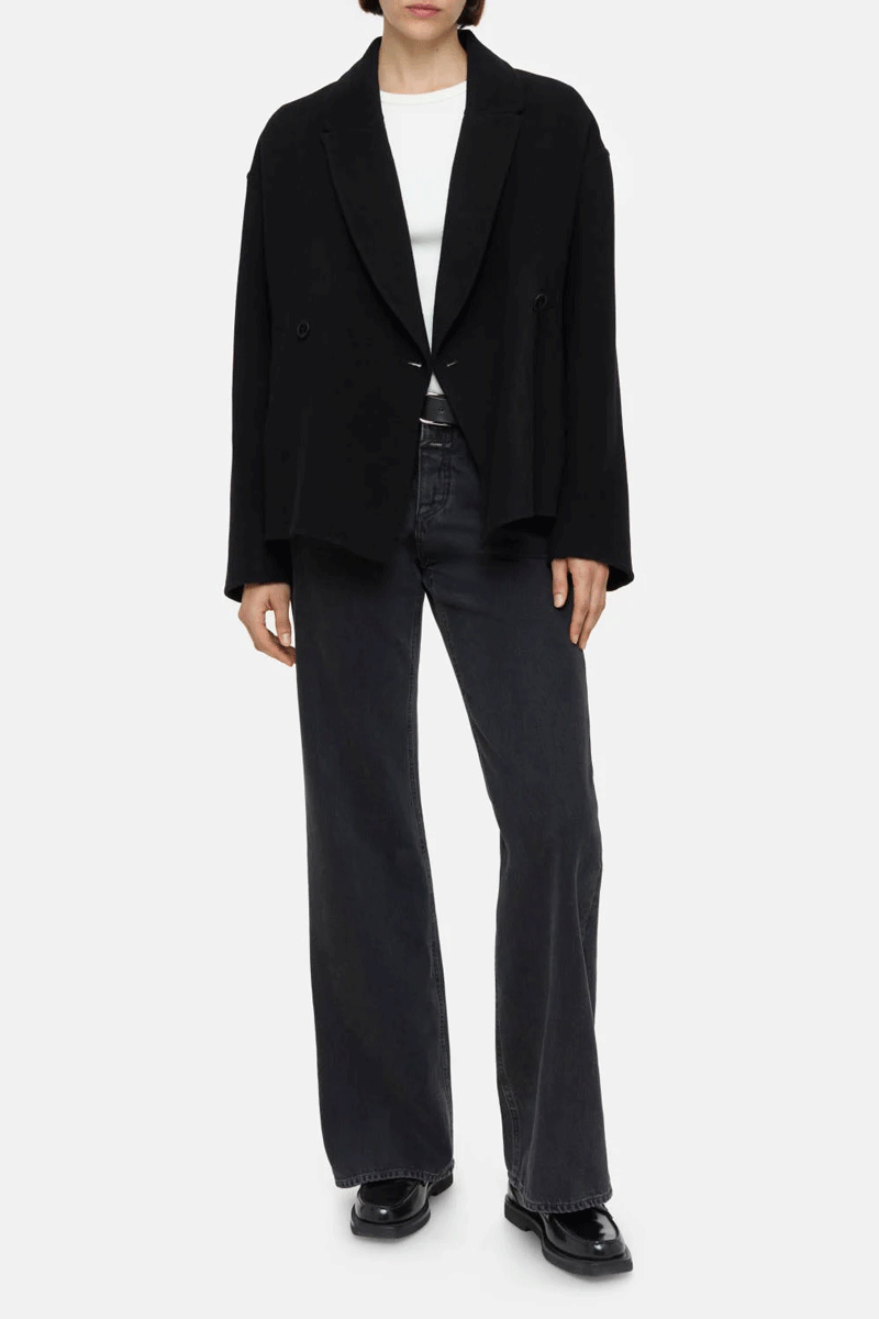 Cropped Pea Coat - Black