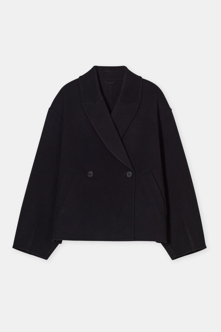 Cropped Pea Coat - Black