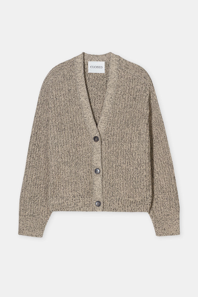 Cardigan Long Sleeve - Desert Beige Mouline Yarn