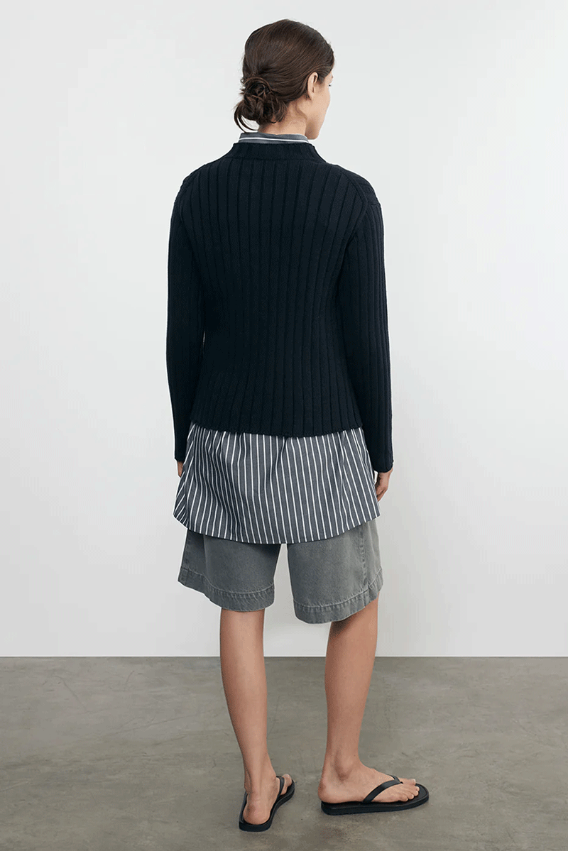 Chunky Cotton Fisherman Sweater - Indigo Blue