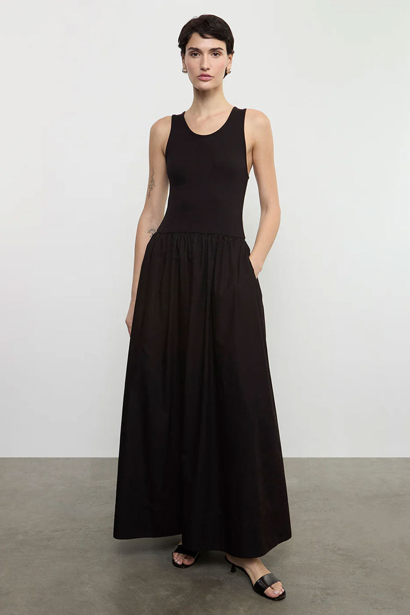 Cotton Resort Tank Dress - Black