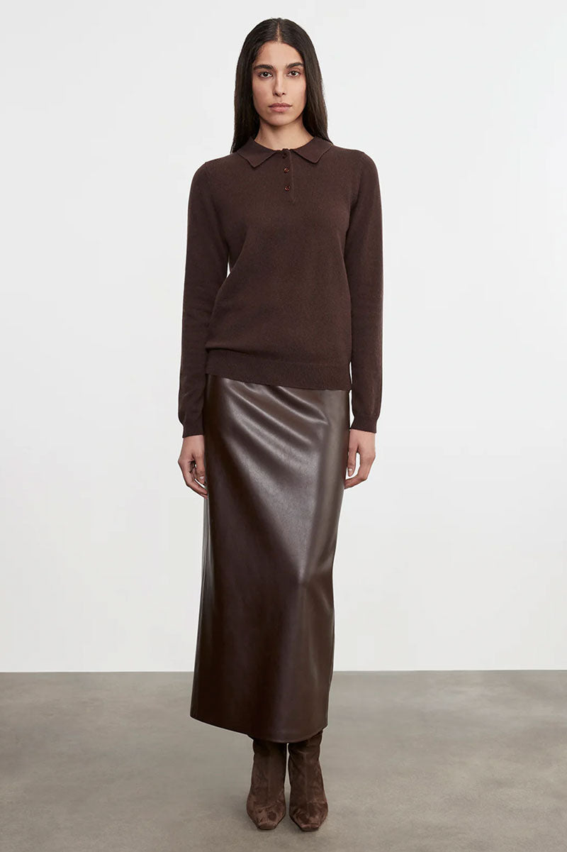 Knit Cashmere Polo Sweater - Dark Brown